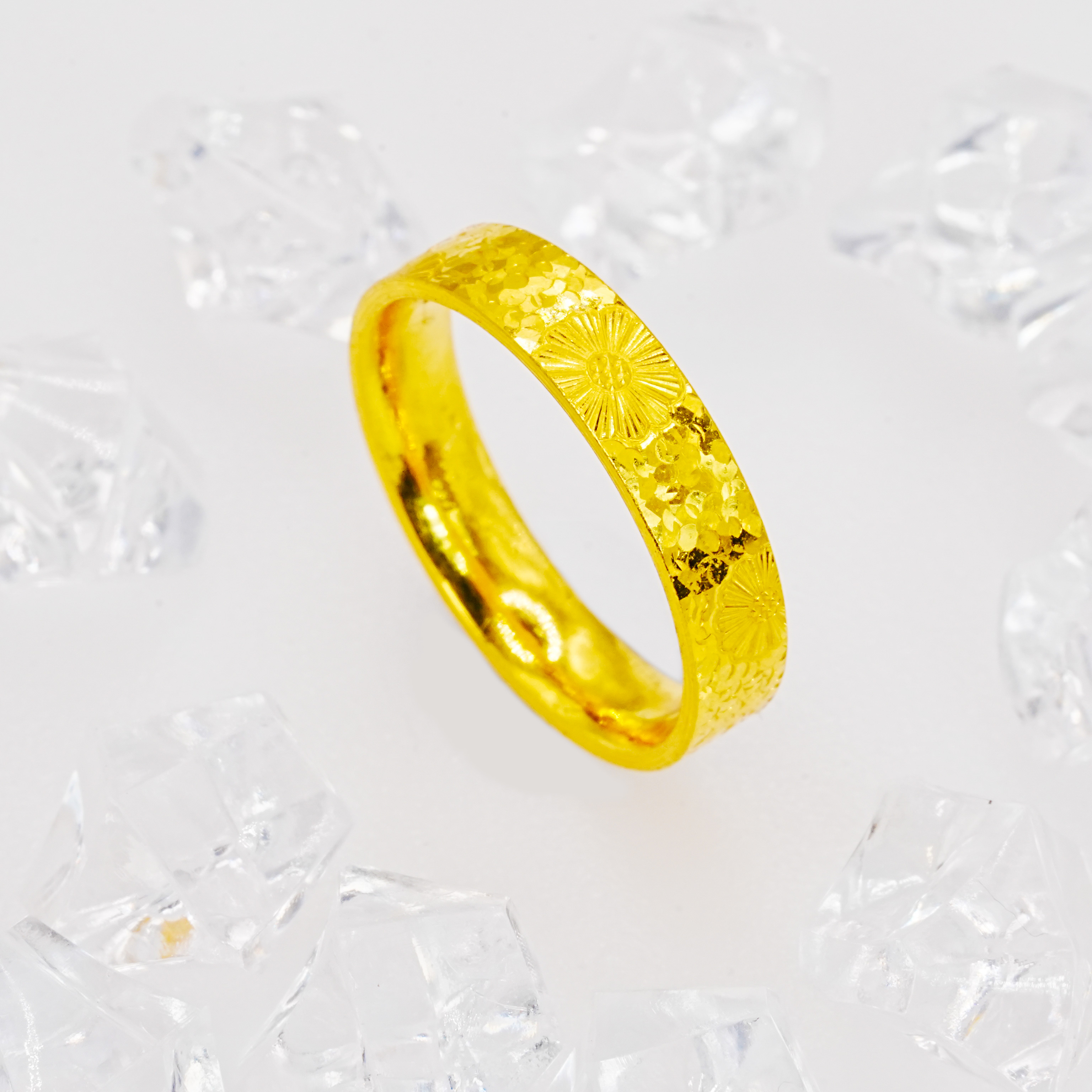 【福源】足金999樱花碎冰冰戒指12号圈口（约1.85g）K