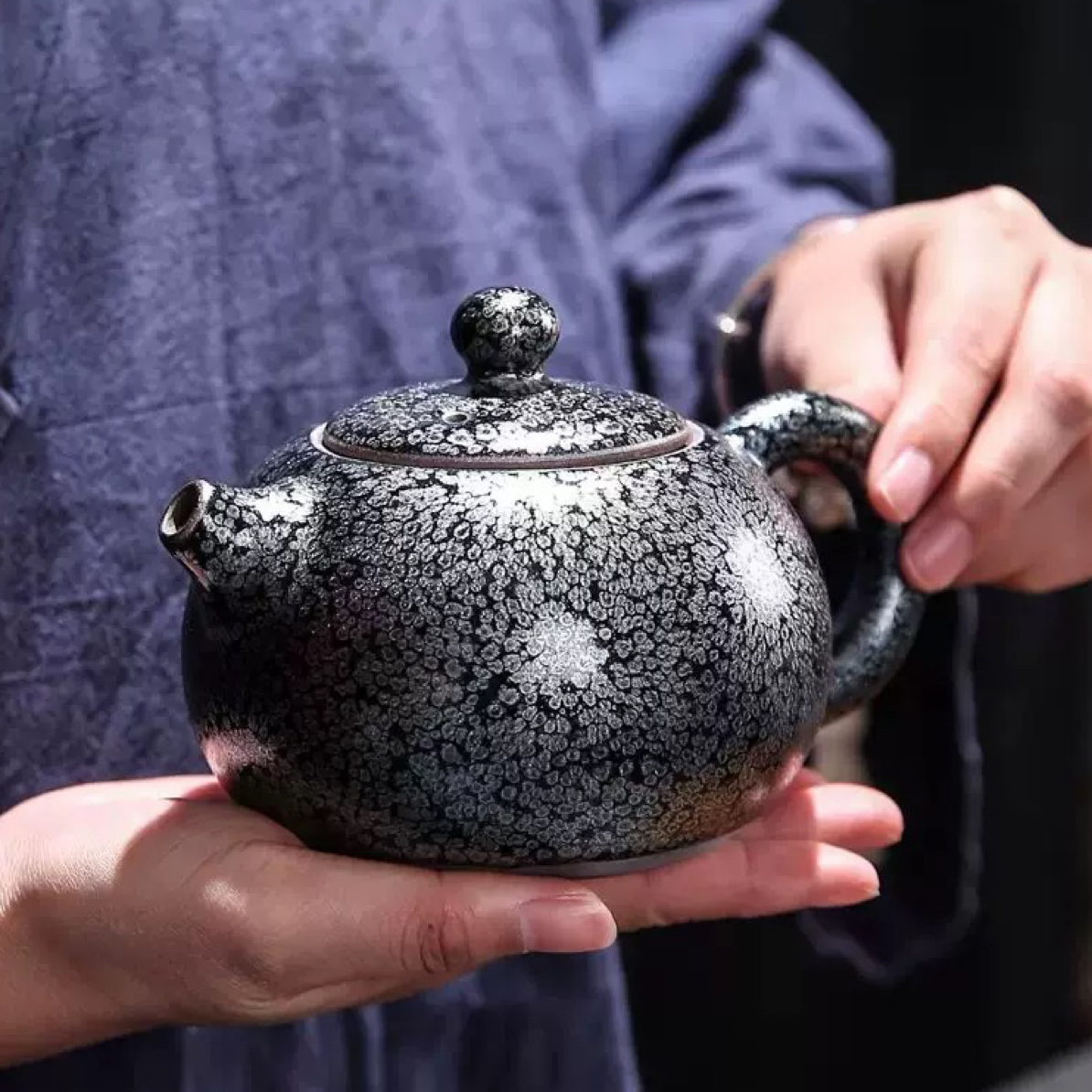 建阳建盏茶壶多款式壶家用铁胎中式复古陶瓷功夫茶油滴实用款茶壶