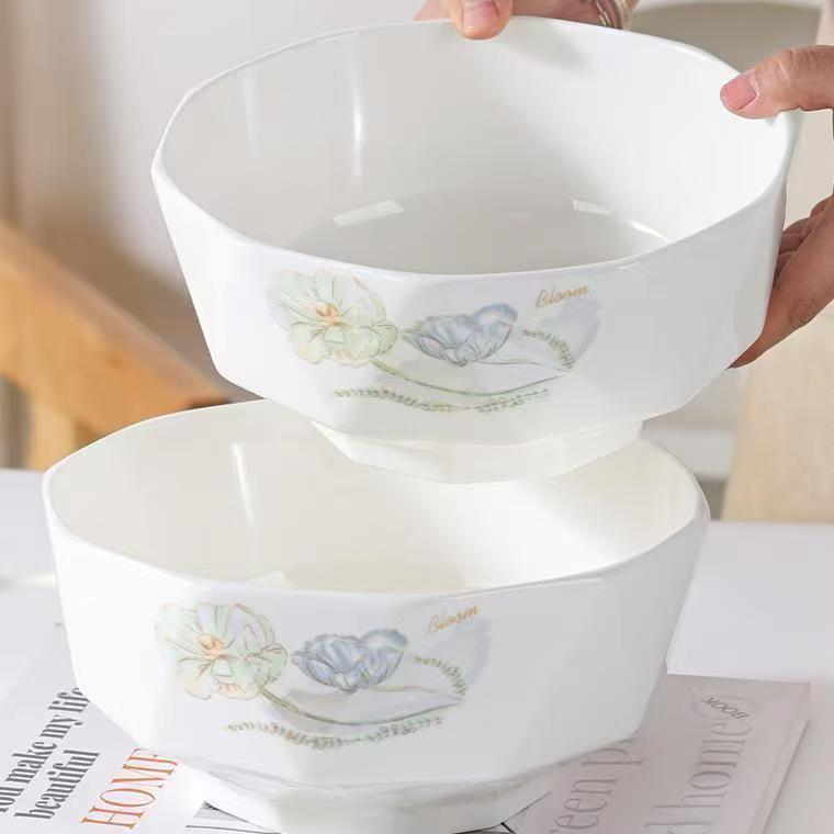 【2只装】爱莲说8英寸钻石大汤碗高温釉下彩陶瓷餐具