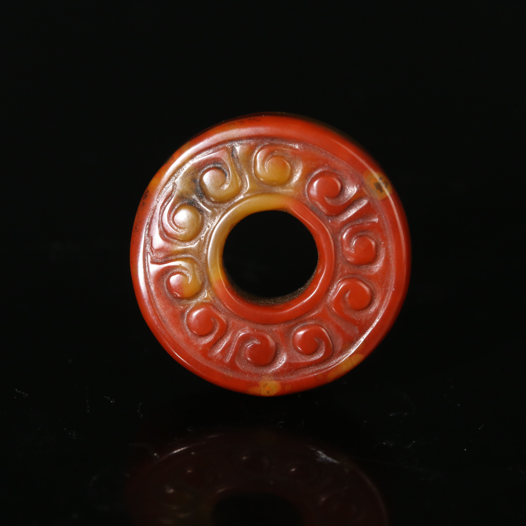 明代战国红玛瑙勾云纹壁WDZC2512131007