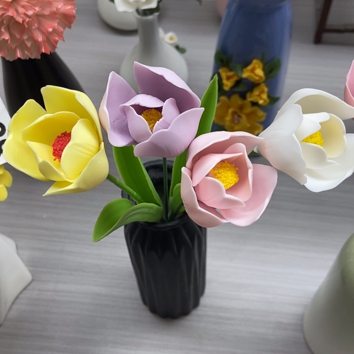 陶瓷手工制作陶瓷花带叶子