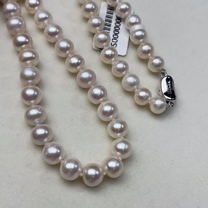 颈饰淡水珍珠银S925镶嵌卡8➕高品极光白炫天女粉