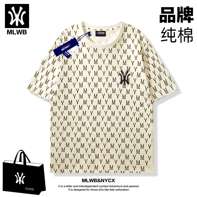 2025新款情侣潮牌棉短袖韩版男女同款满印T恤