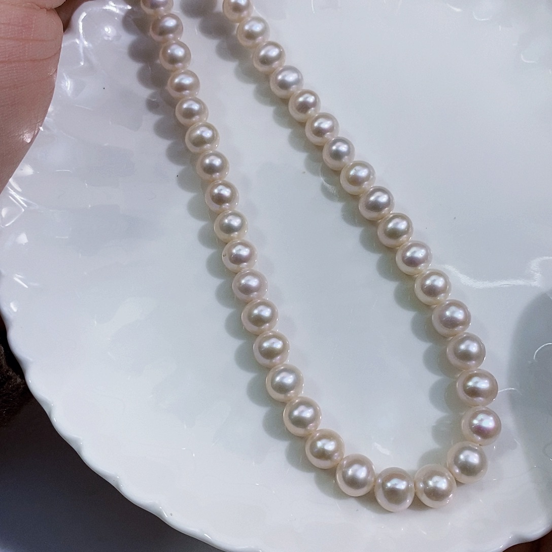 淡水珍珠特价不退换淡水无核项链银S925镶嵌