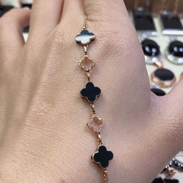 翡翠手链18K金镶嵌缅甸天然翡翠墨翠