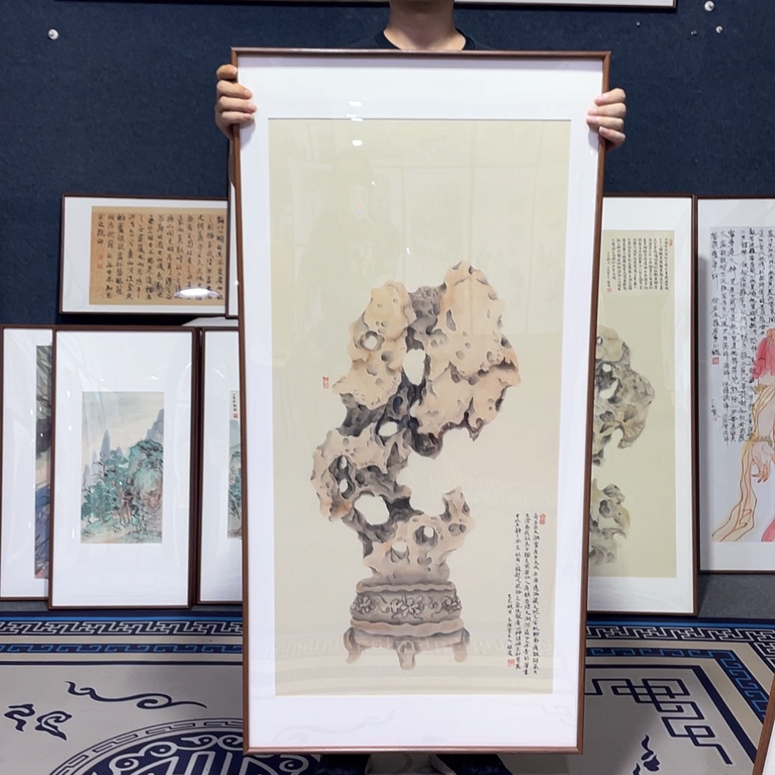 国画手绘画作品带框60/120