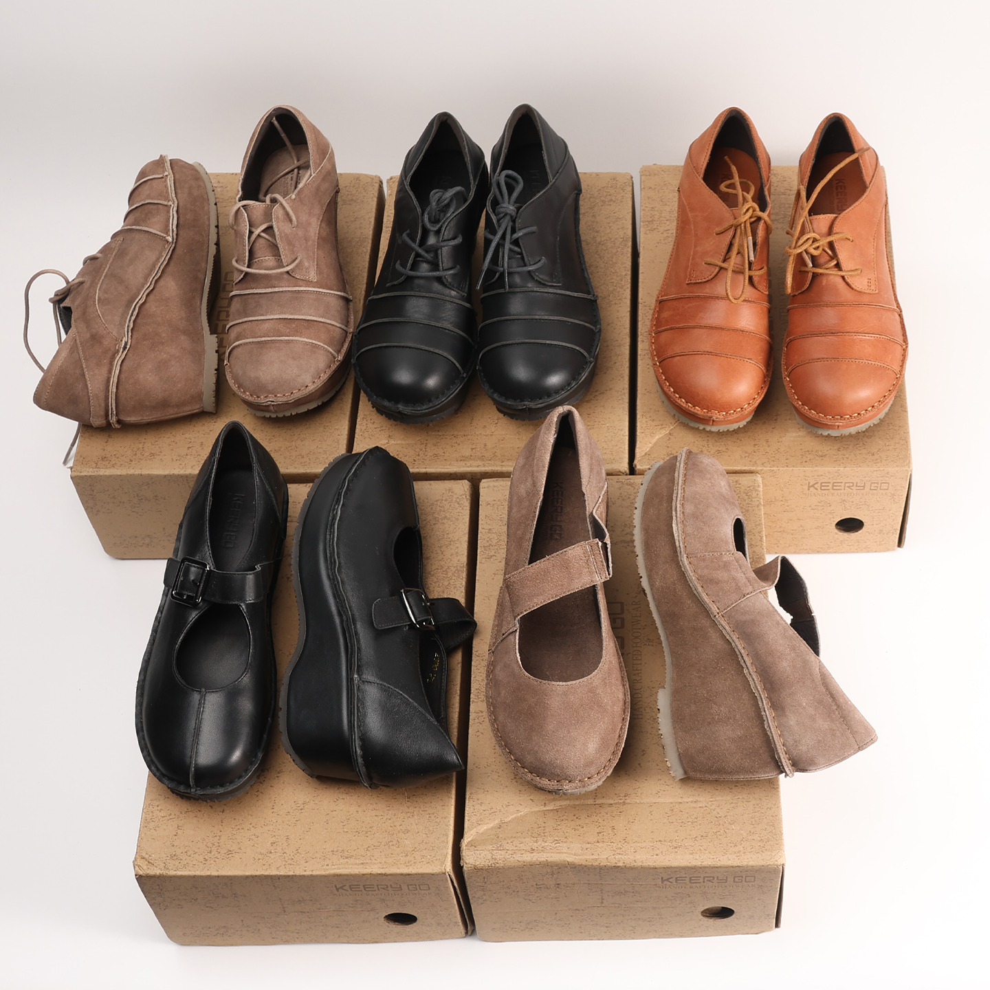 特惠亏本断码清仓~出口日本小众舒适里外真皮手工舒适单鞋平底女