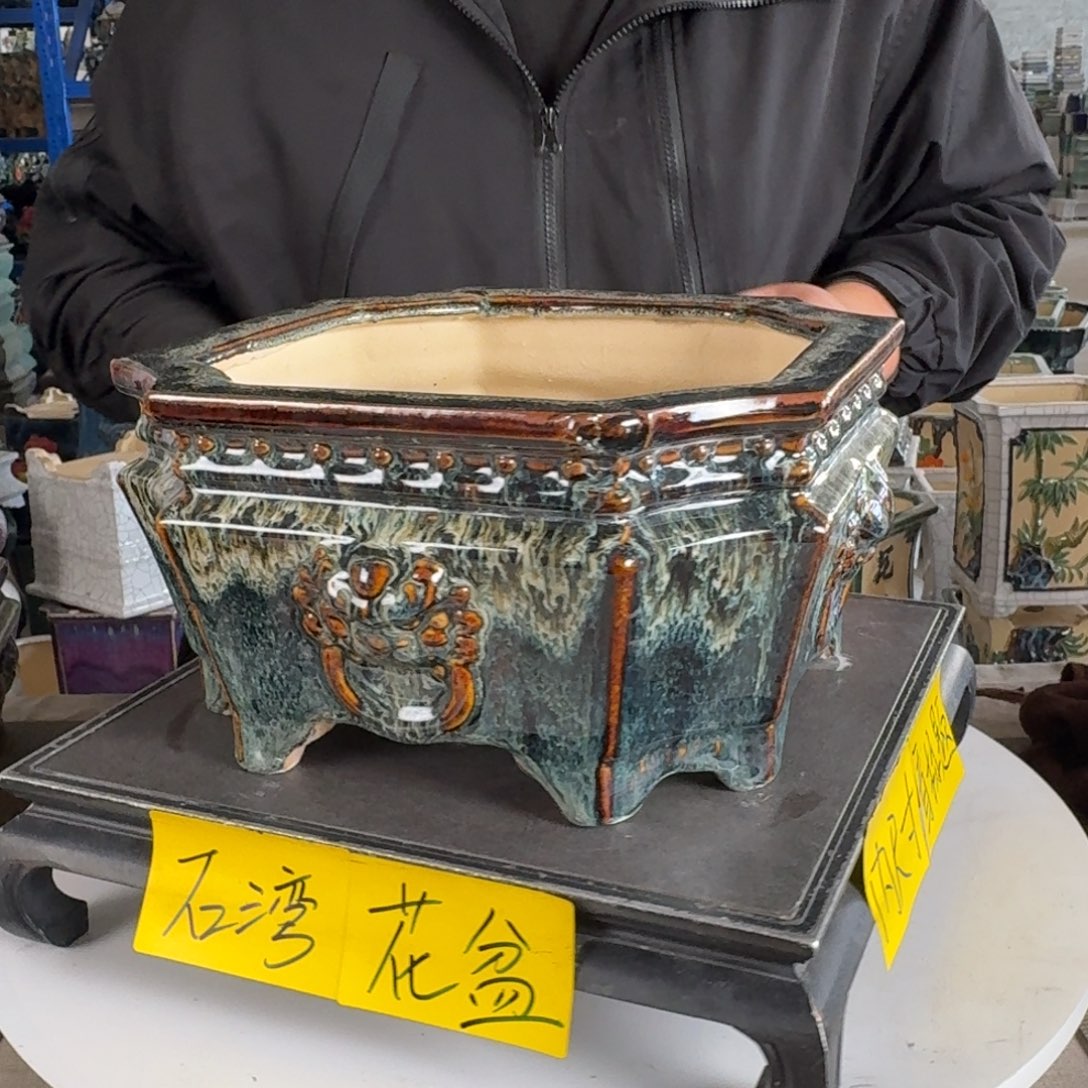 。一风堂石湾花盆 角瑕疵 高温裂 内22*11