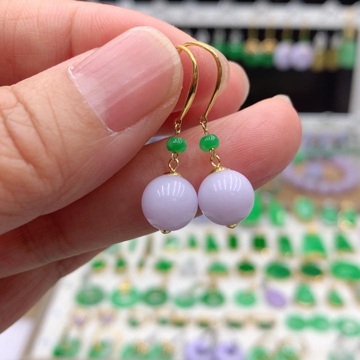 翡翠18K金镶嵌耳饰