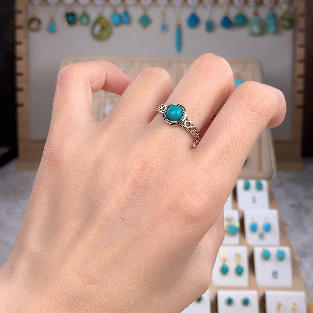 绿松石戒指银S925镶嵌