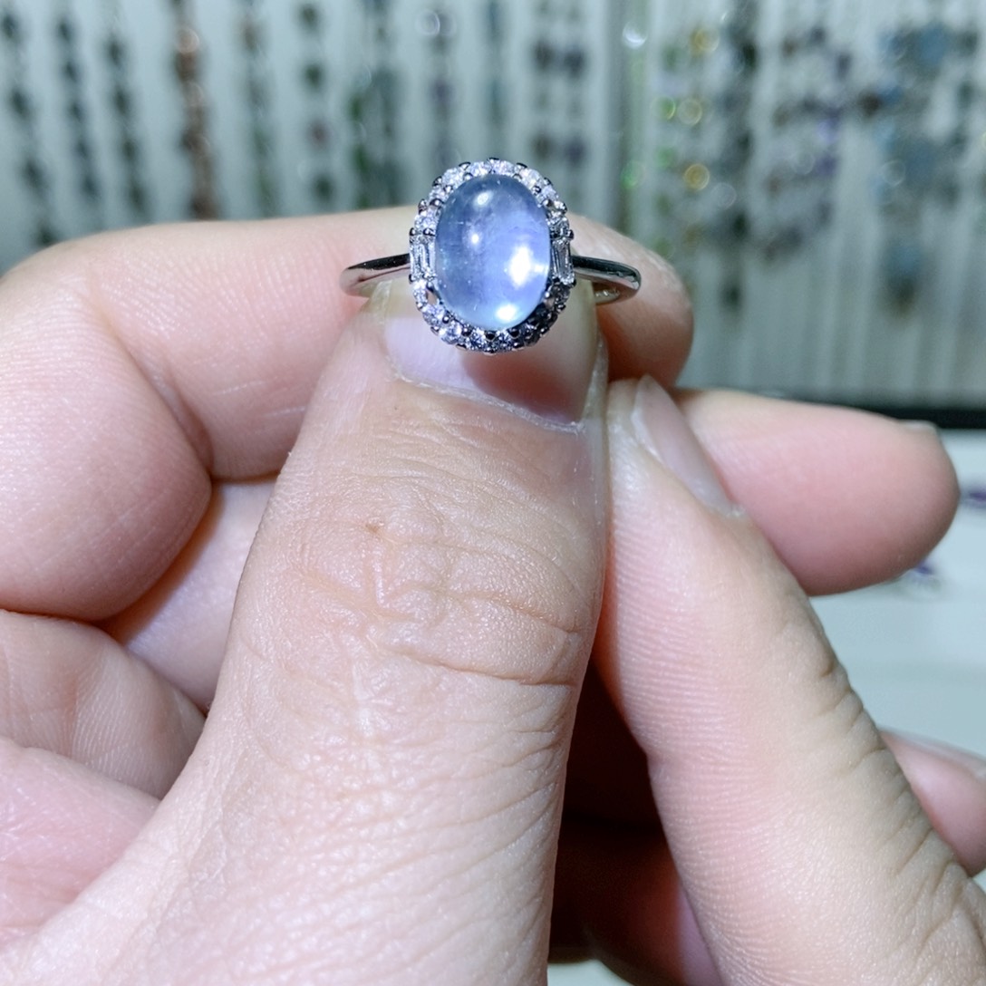 绿水晶戒指银S925镶嵌