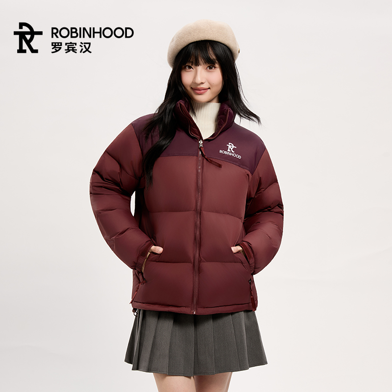 罗宾汉冬季袖立领长袖加厚短款休闲简约潮流宽松运动户外外套-dr
