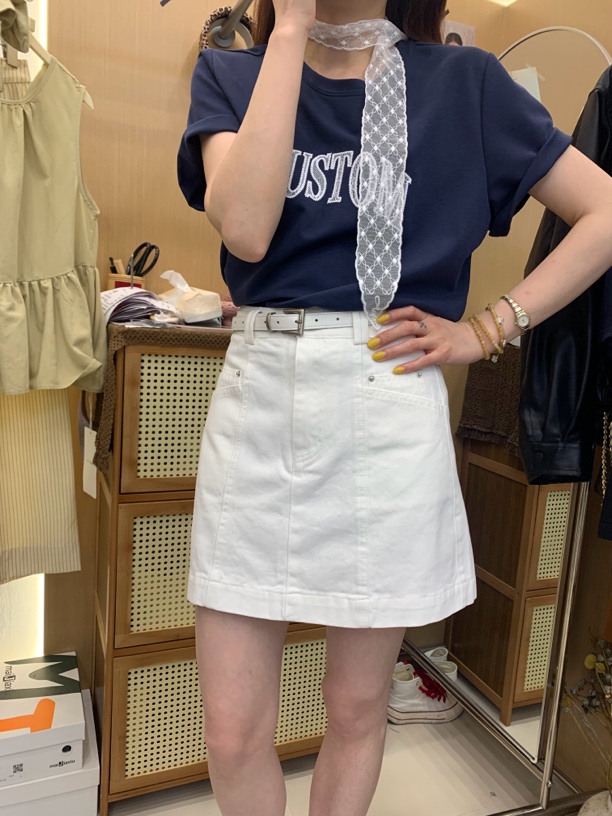 高腰A型辣妹洗短裙半身裙气质白色牛仔显瘦半裙