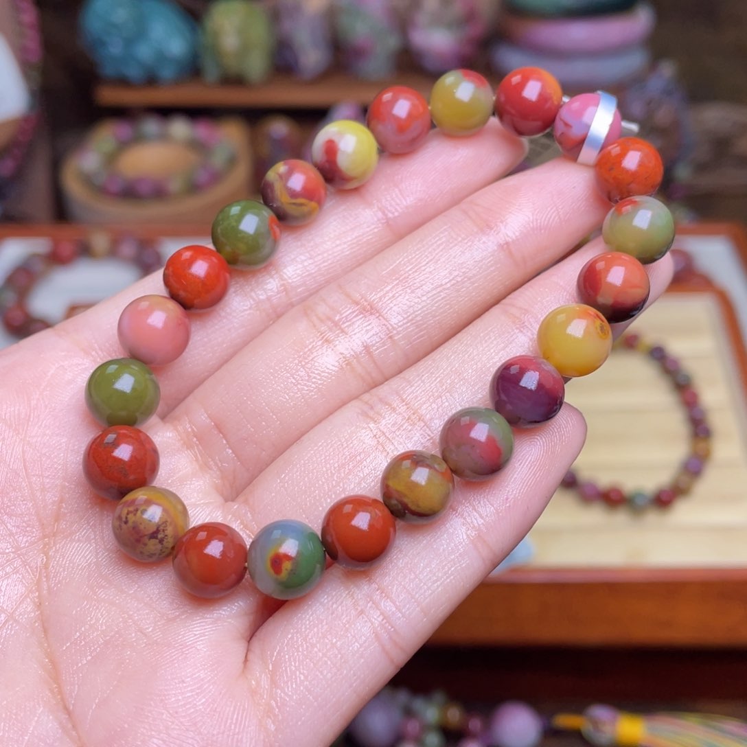 玛瑙/玉髓珠宝半成品未镶嵌Y*盐源玛瑙高品油画风包浆手串