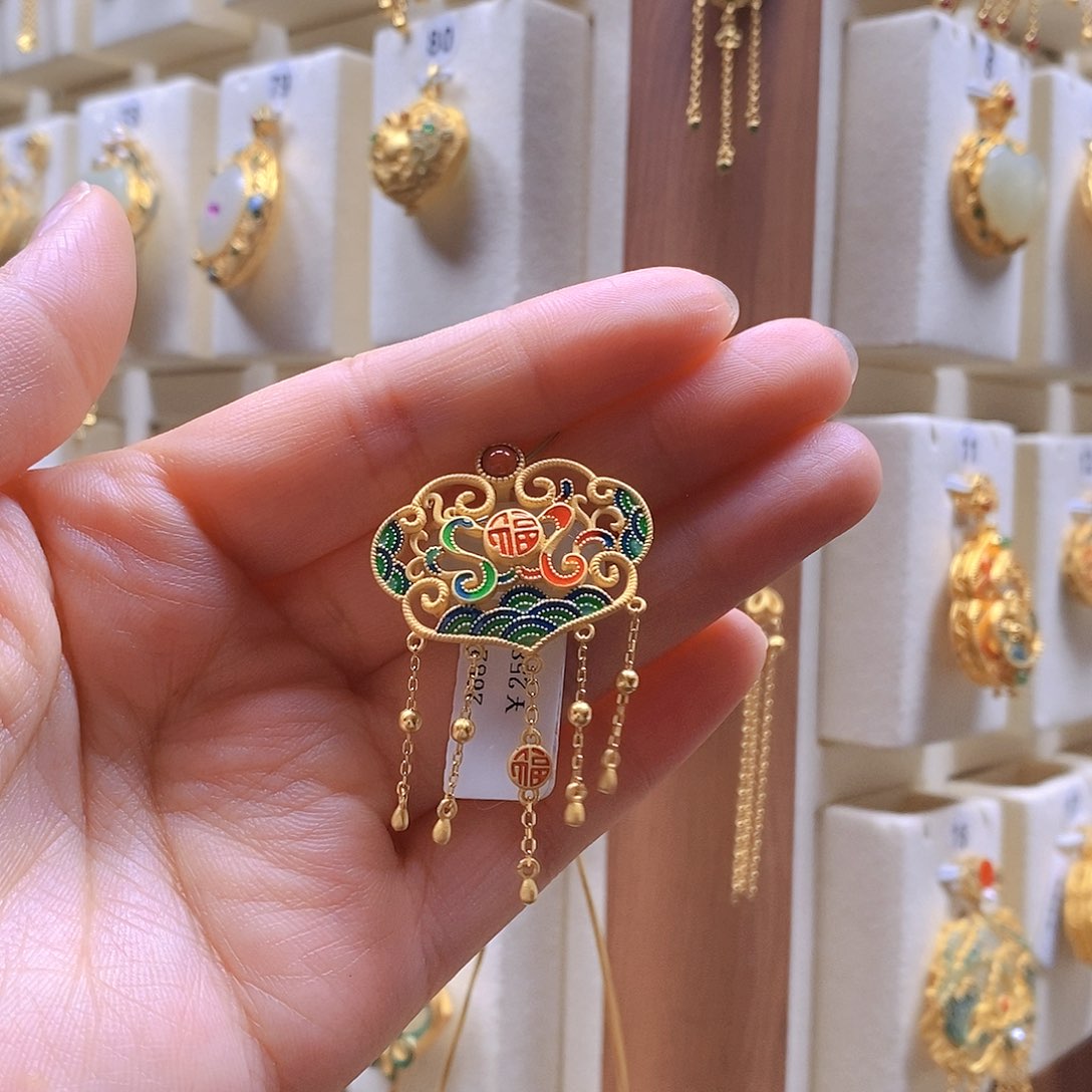 和田玉颈饰银S925镶嵌