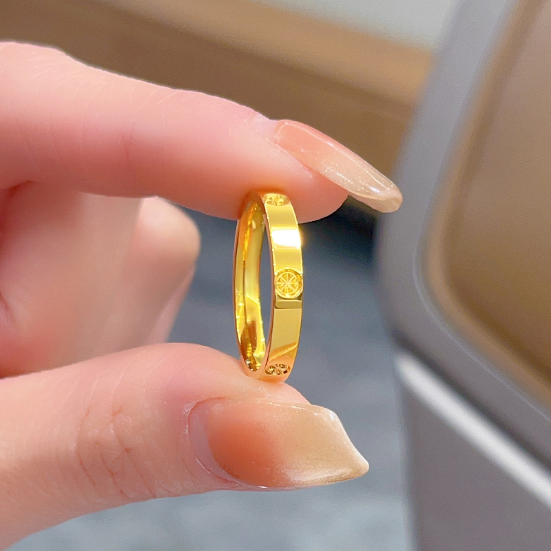 钛钢戒指 米字戒指女轻奢小众设计高级感素圈钻纹男女简约指环