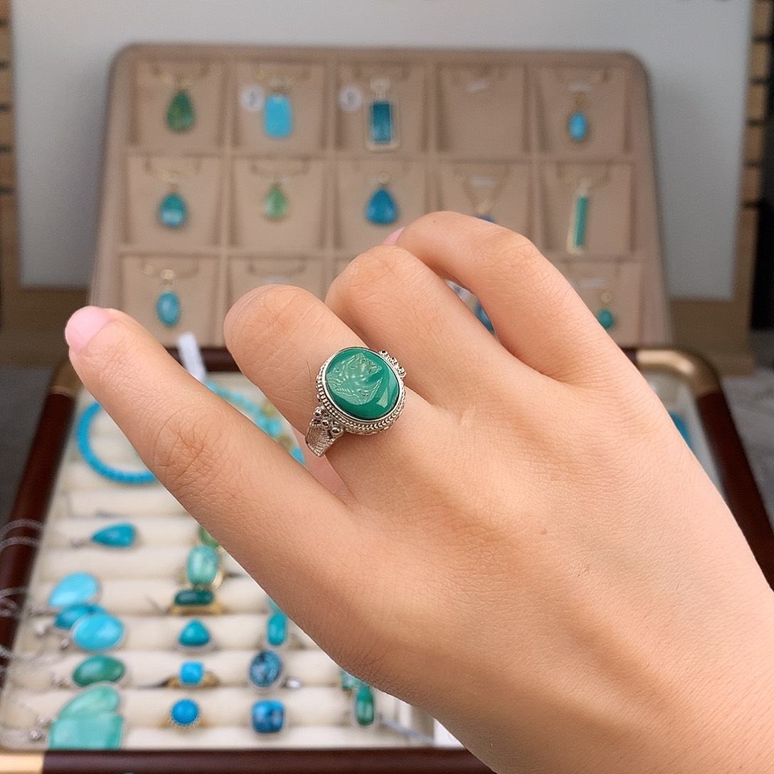 绿松石银S925镶嵌戒指