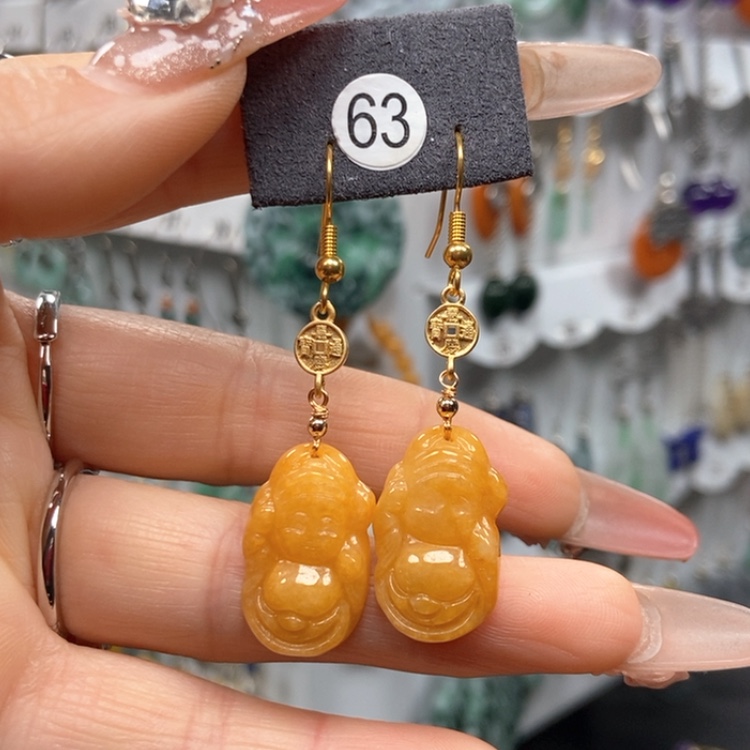 【闪购商品】翡翠耳饰银S925镀金镶嵌优化