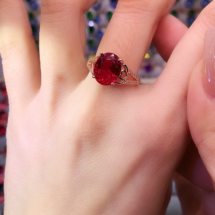 红宝石戒指银S925镶嵌