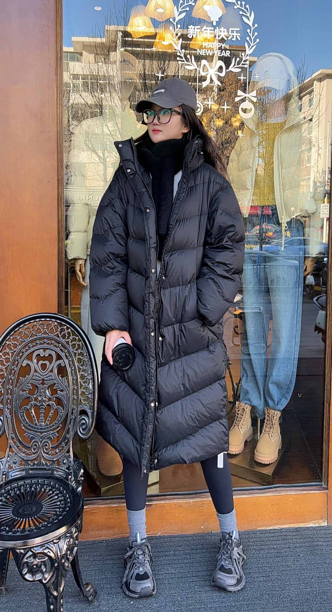 巴黎春天过膝鹅绒羽绒服