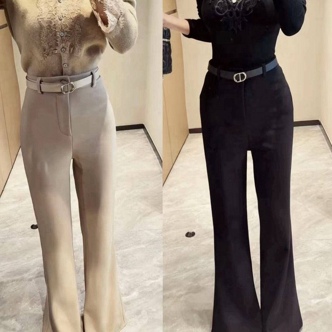 【韩系极简】加绒加厚微喇叭休闲裤女秋冬季高腰直筒修身显瘦长裤