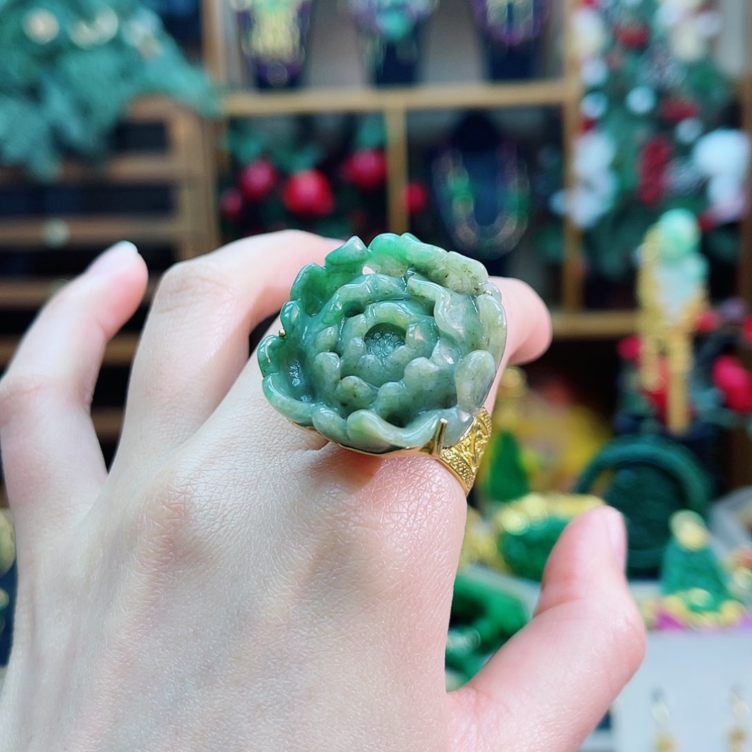 银S925镶嵌戒指翡翠48小时鉴赏期1