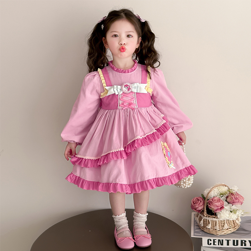 女宝宝春秋新款小马宝莉长袖洛丽塔连衣裙女孩生日礼服裙子公主裙