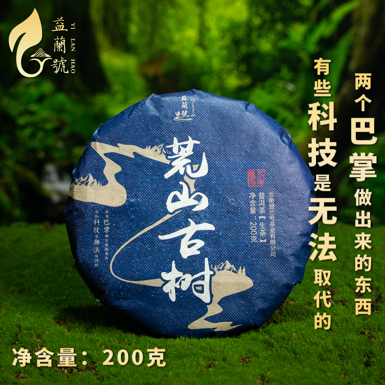 益兰号荒山古树普洱茶生茶200克生茶饼