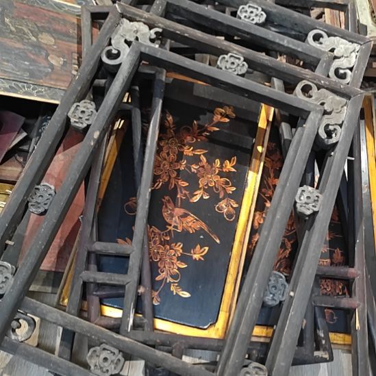 喜***间香榧木老木雕老花板一套四片