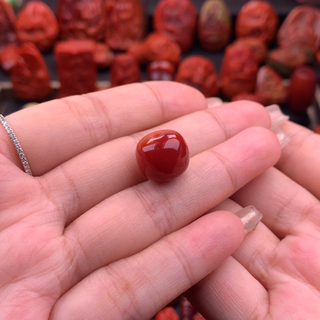 南红玛瑙南红川料原矿老型单珠13.7mm未镶嵌
