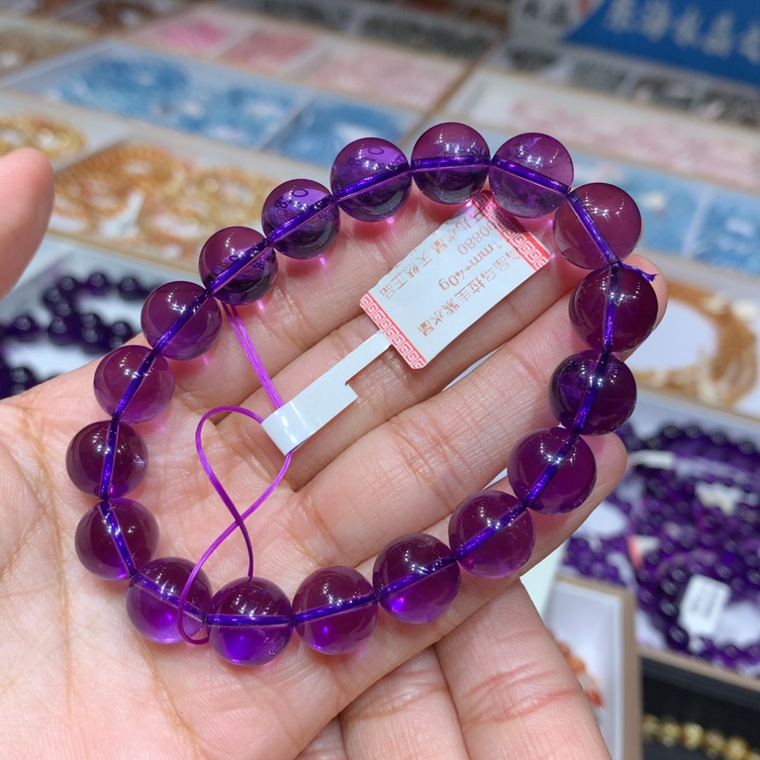 紫晶手链未镶嵌乌拉圭紫水晶11mm+