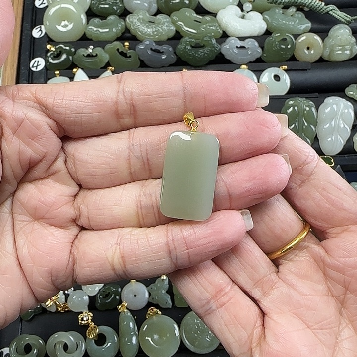 和田玉银S925镶嵌吊坠(不含链)瑞*