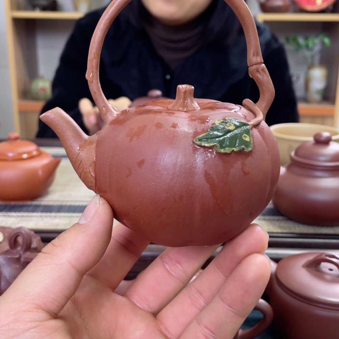 紫砂茶壶提梁南瓜