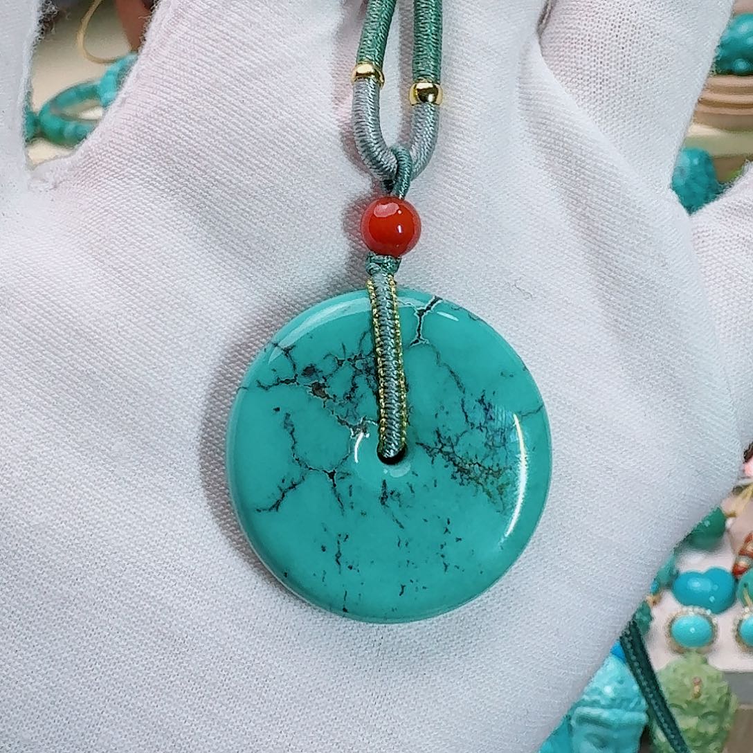 绿松石未镶嵌珠宝奇石超大平安扣