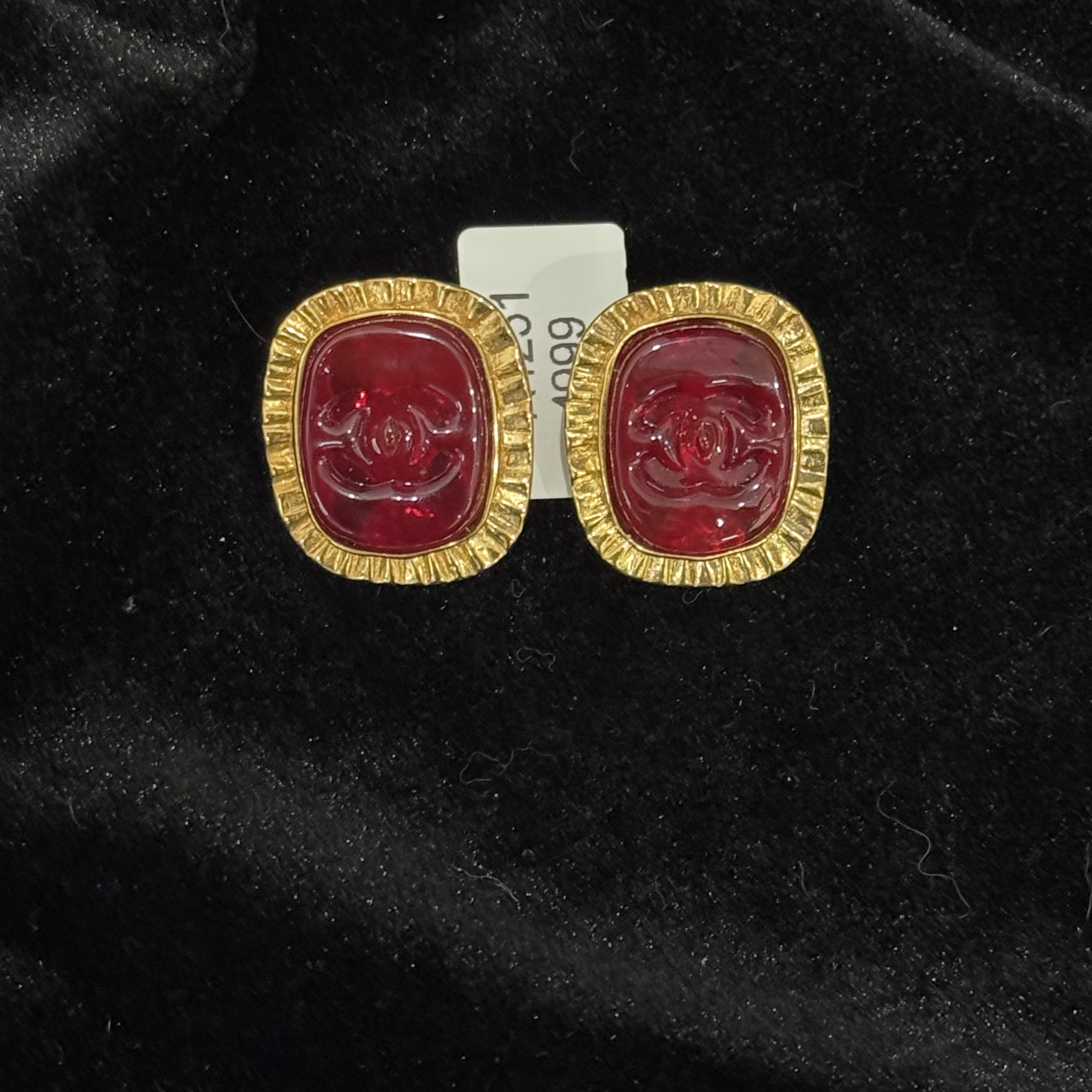 95新 Chanel/香奈儿 香奈儿红色印章裙边琉璃耳夹