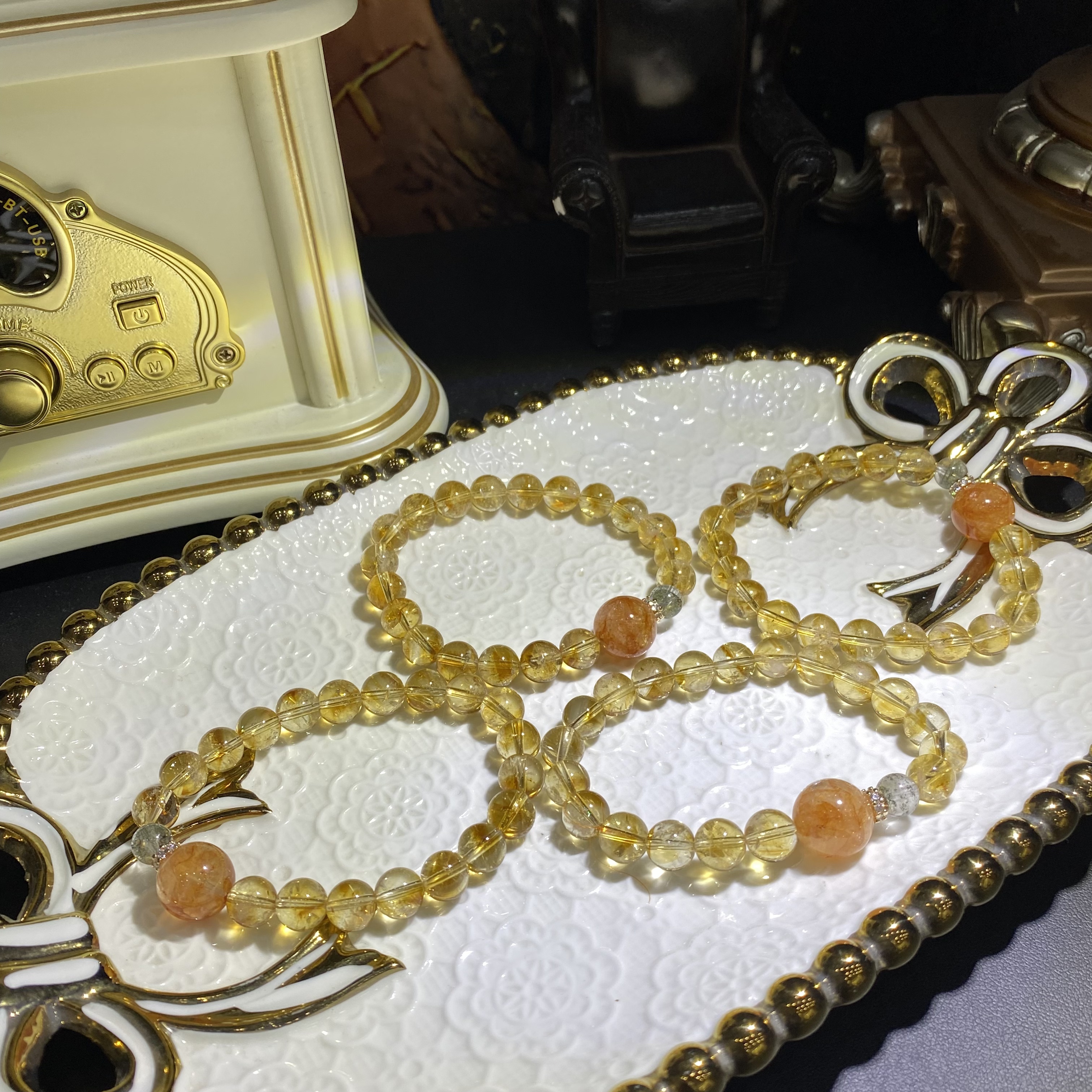 X1083-天然暴力黄水晶手串单圈设计款-多样性发其一