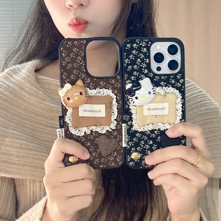 复古ins风碎花kt枕头皮纹适用苹果17/16/15/14/13promax