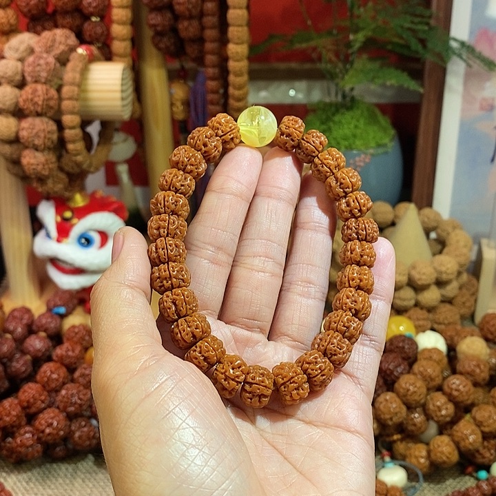 金刚菩提手串11半玉华藏切黄珠单圈