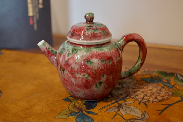 易炎窑手工手绘气窑釉下高温窑变纯原矿釉里红美人醉泡茶壶答谢款