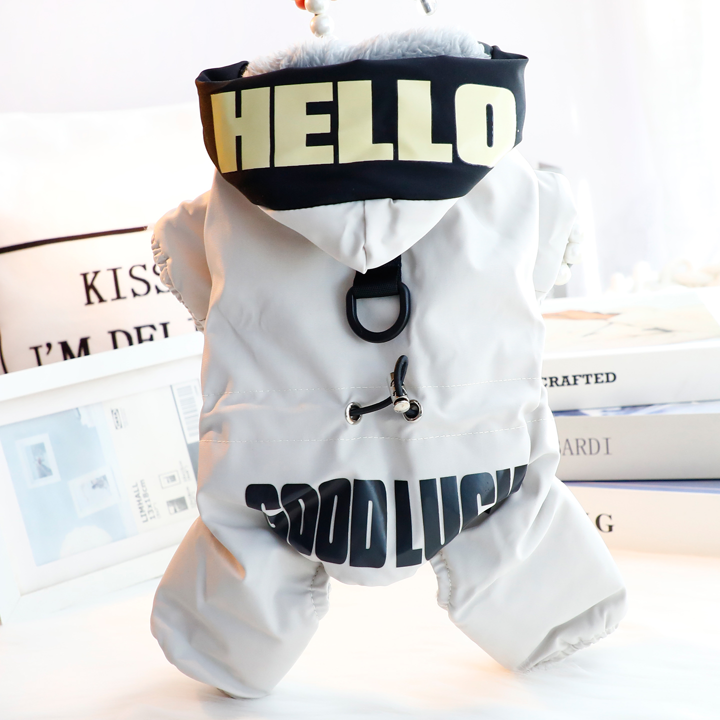 狗狗衣服秋冬装厚款帽子印花四腿冲锋棉衣小型犬泰迪比熊宠物7389