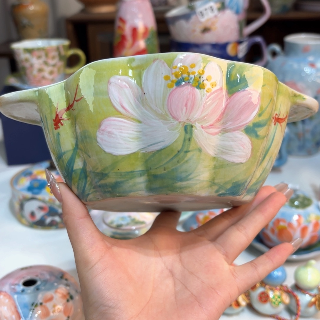 景德镇手绘高温釉下彩陶瓷茶具