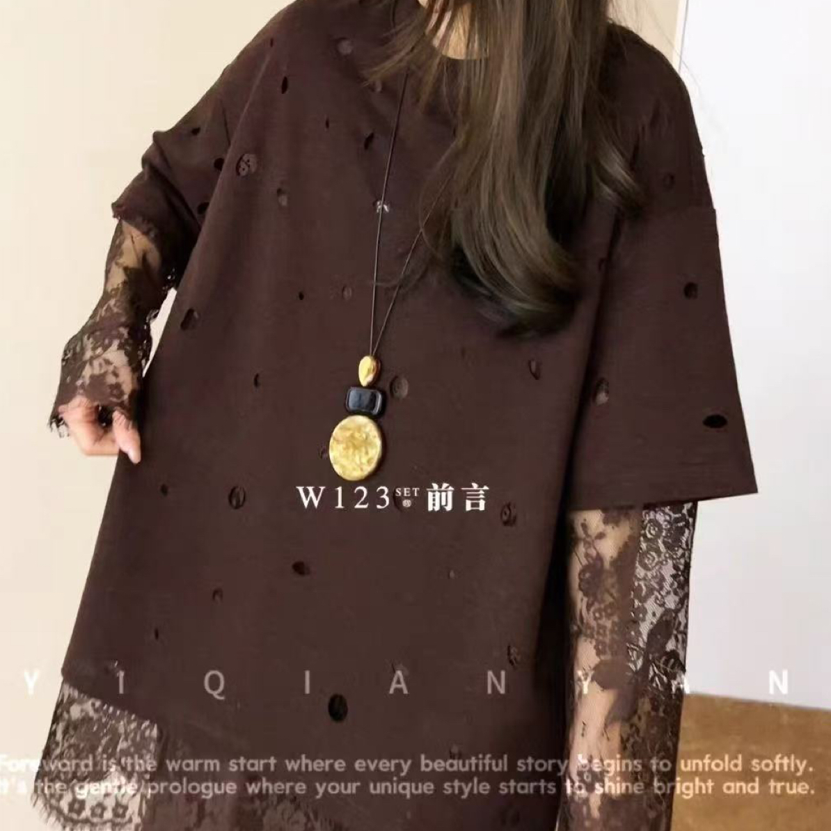 欧货正品蕾丝重工宽松短袖上衣t恤女
