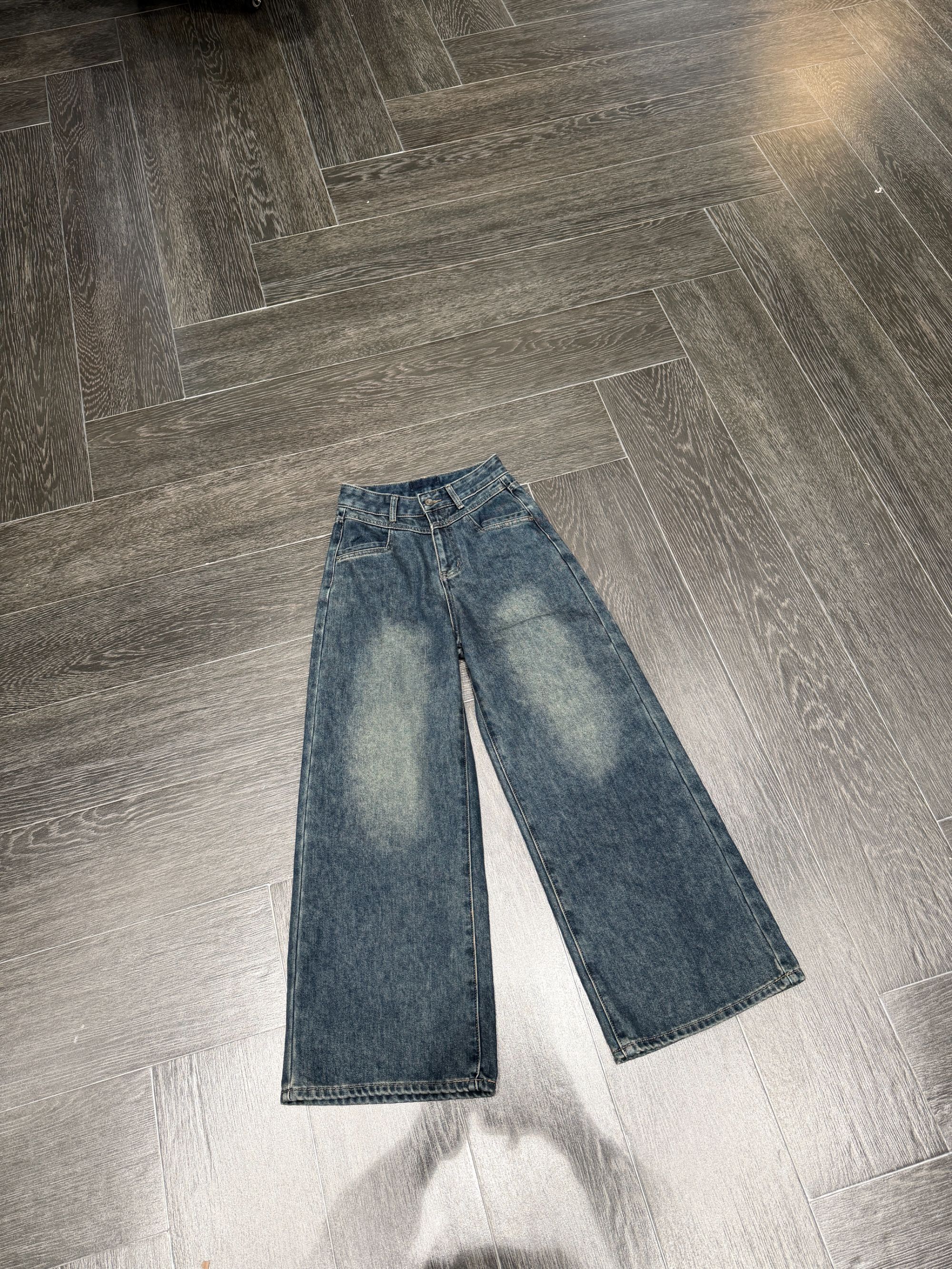 大气元（裤子）秋冬复古百搭阔腿牛仔裤#B0015