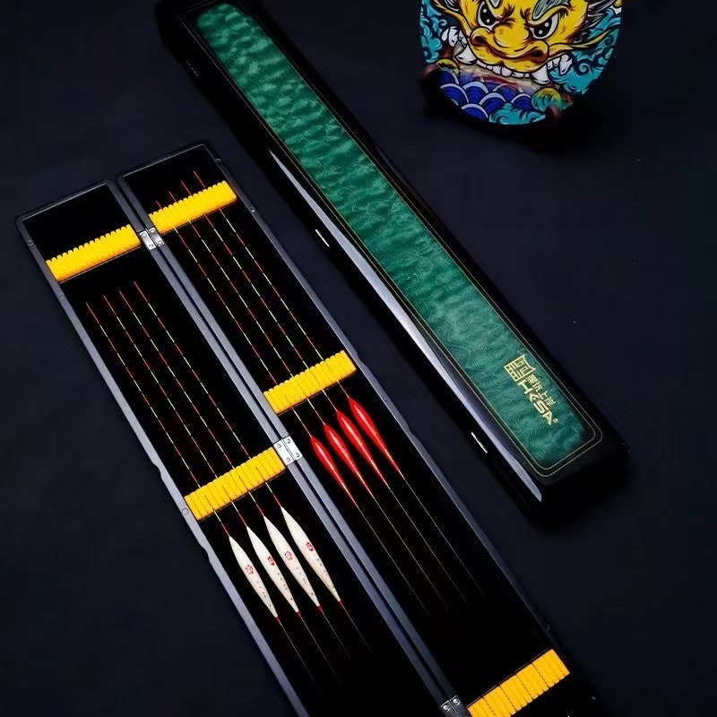 黑坑上岸漂盒大漆漂盒65cm加长实木鱼标盒木制浮漂盒硅胶漂座收纳