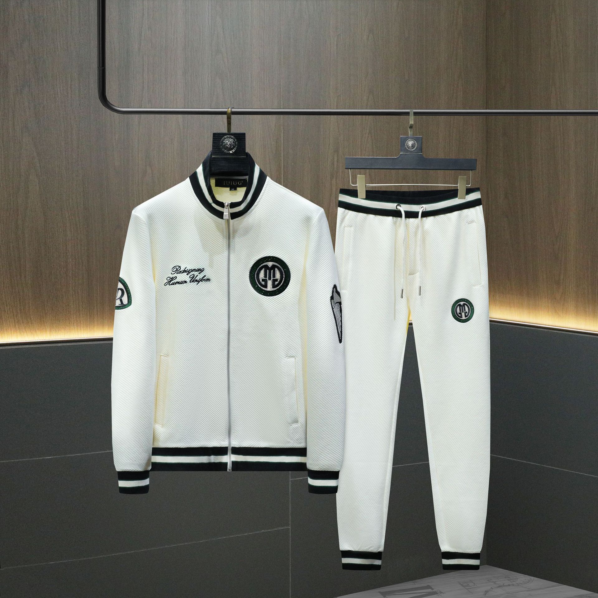 新款男式休闲运动套装潮流刺绣圆领卫衣套装男士休闲套装春秋装