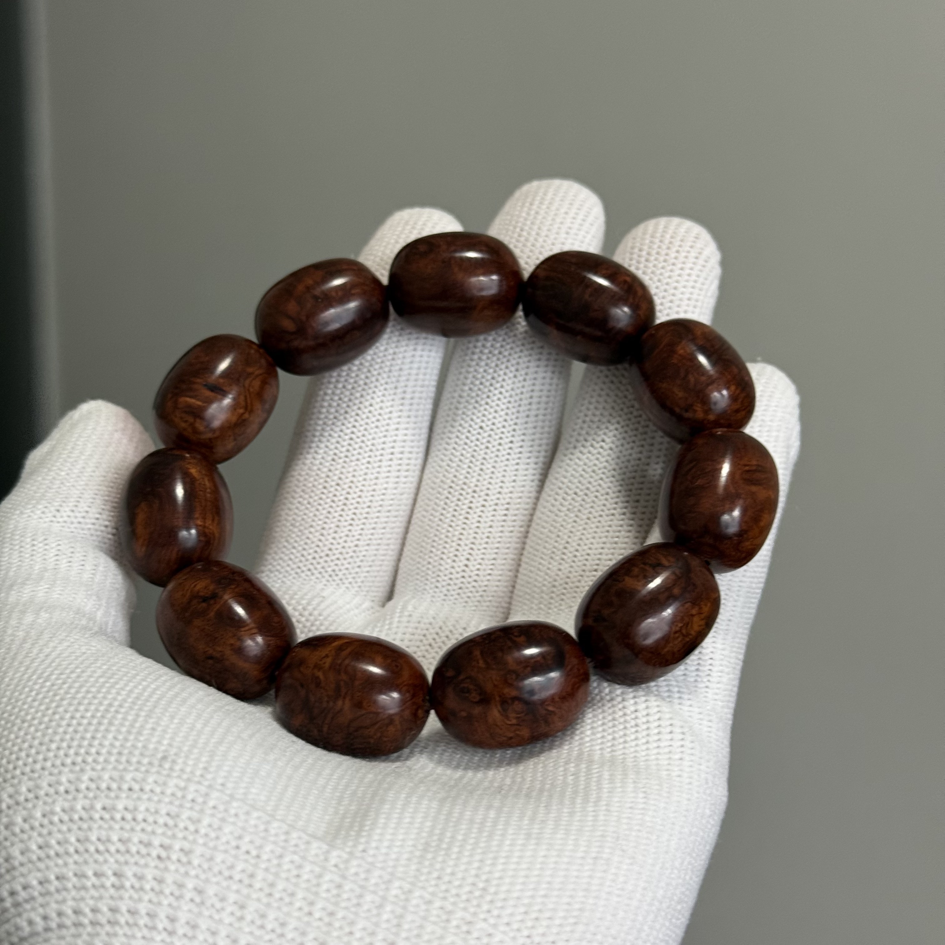 老瘤疤缅甸黄花梨紫油梨1.8*13枣珠单圈文玩手串