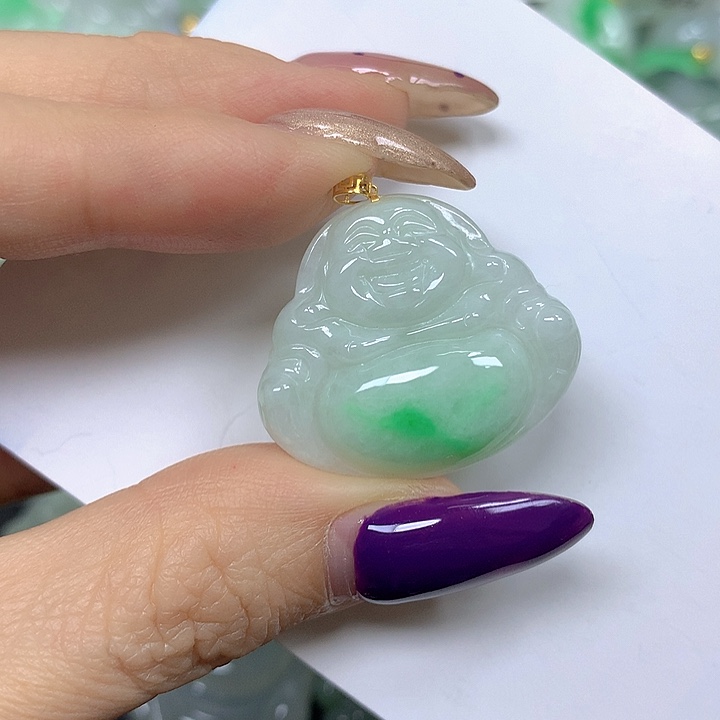 翡翠18K金镶嵌颈饰挂件