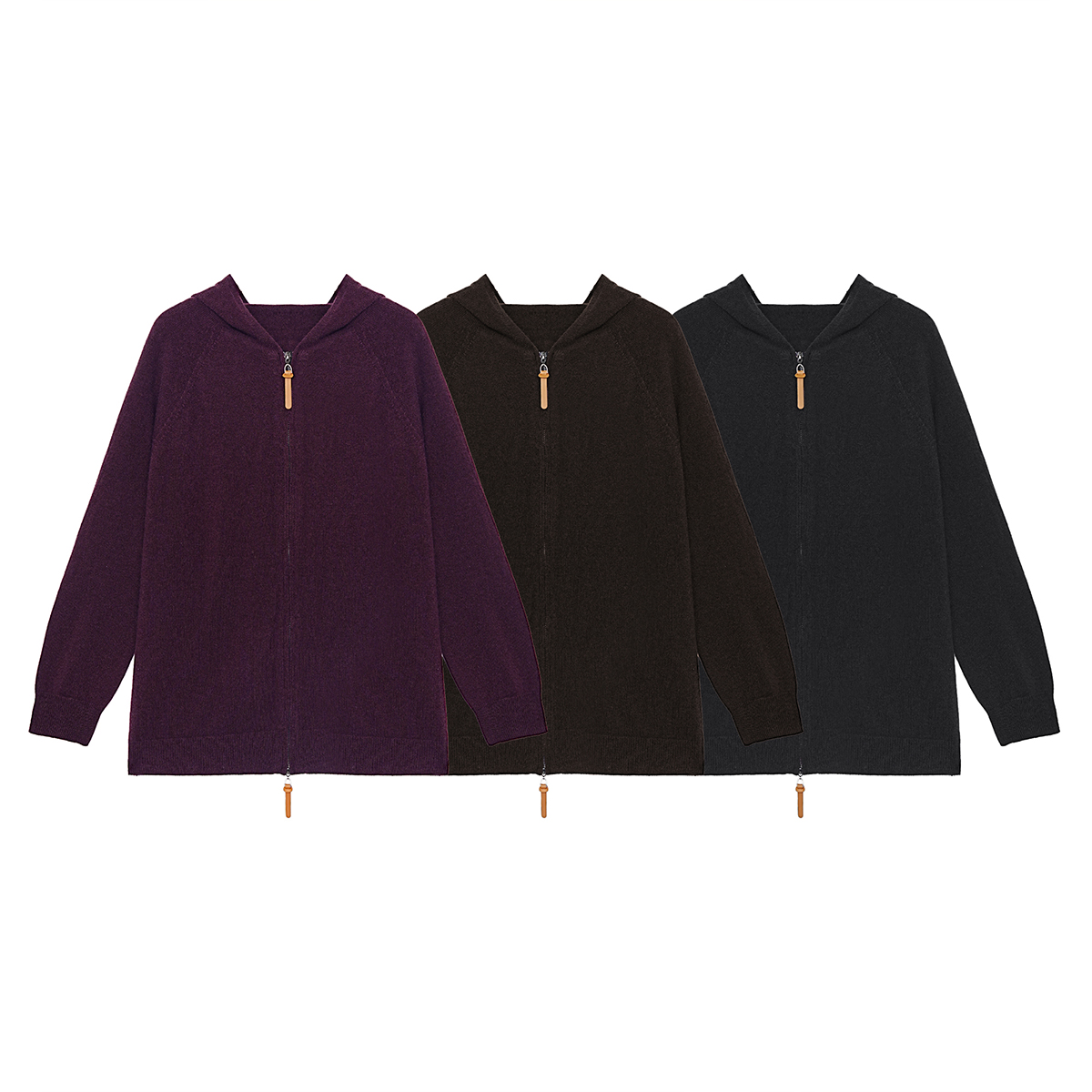 金雀绫【帽羊羊】100绵羊毛连帽加宽加大针织开衫毛衣SZAK3THL156