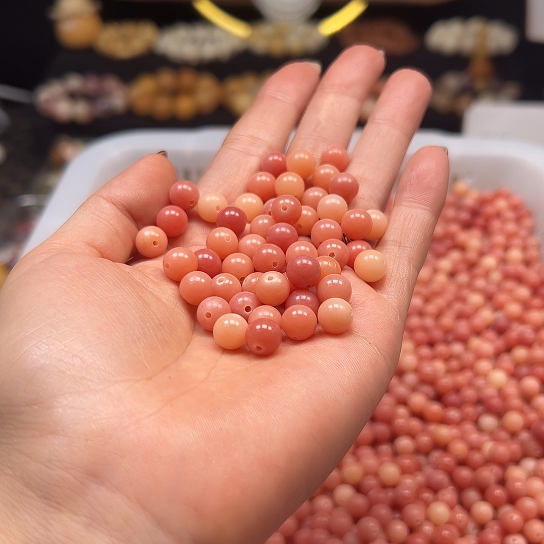 手串菩提根/象牙果卡玫瑰粉圆500颗