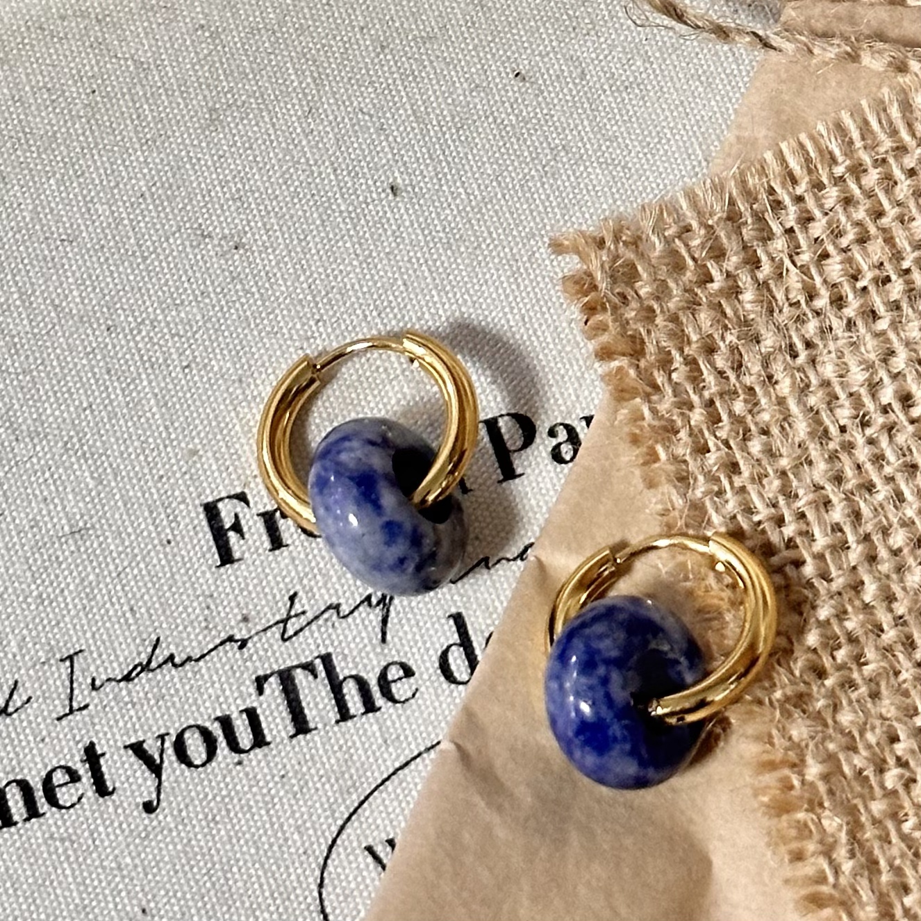 【双子座】韩系小众设计感天然青金石耳环